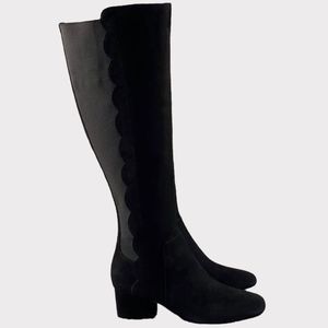 New Bandolino Florie Wide Calf Boots Suede Black Womens 5.5 M Side Zip